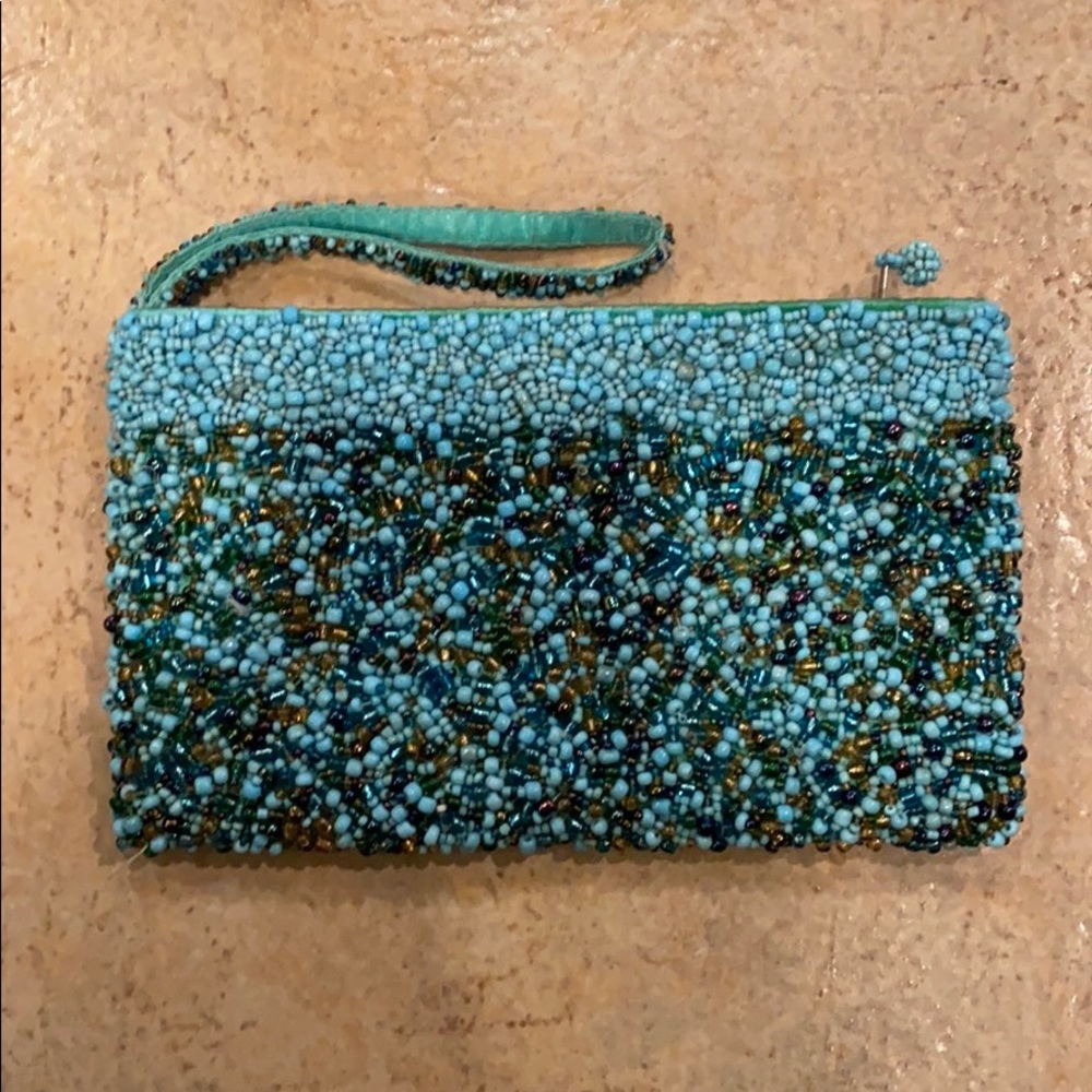 Beaded Turquoise Wristlet